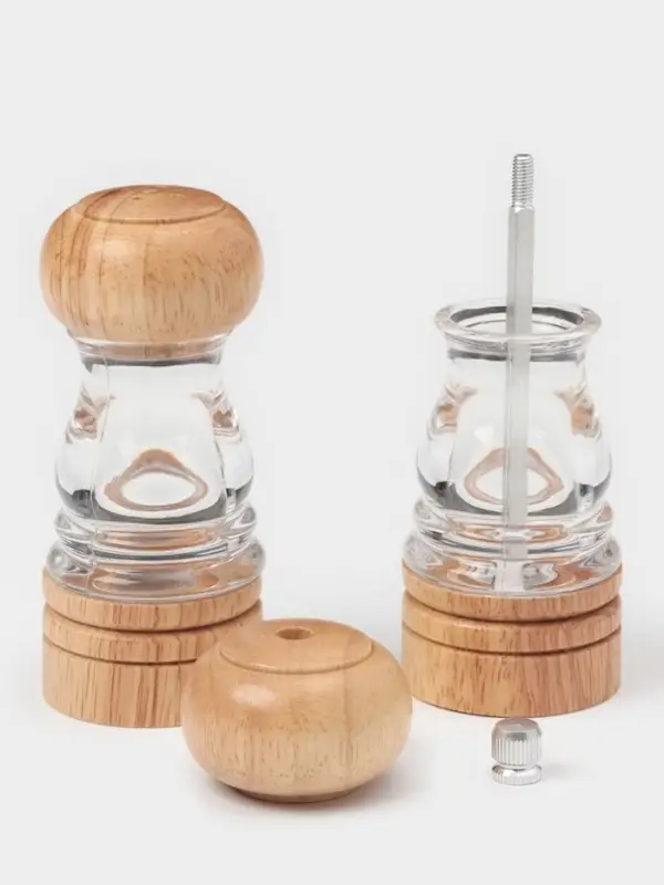 Набор мельниц для соли и перца Доляна, 2 предмета: 10.5&times;5 см, 11.5&times;5 см, прозрачный