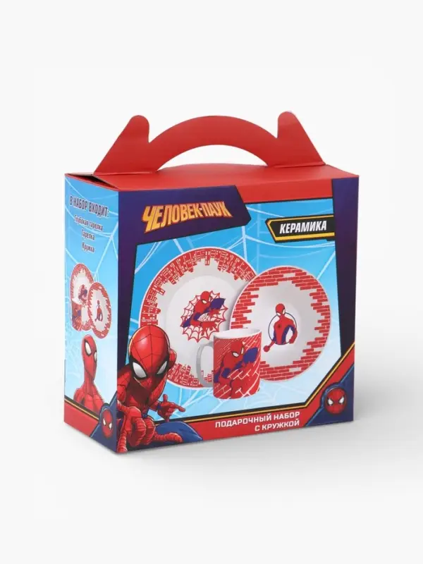 Набор посуды керамической детской, 3 предмета: кружка 200 мл, тарелка 19 см, салатник 250 мл, &laquo;Ты - супергерой&raquo;
