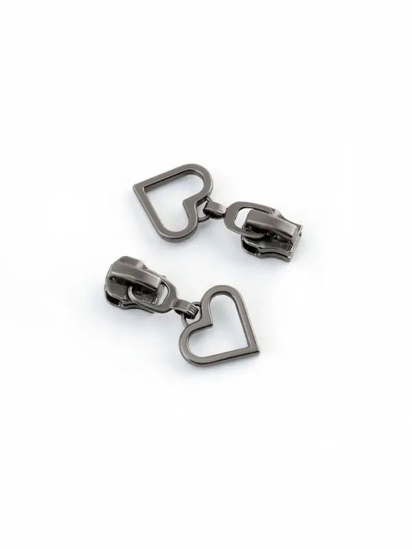 Бегунок для металлической молнии, №5, &laquo;Сердце&raquo;, 10 шт., цвет чёрный никель