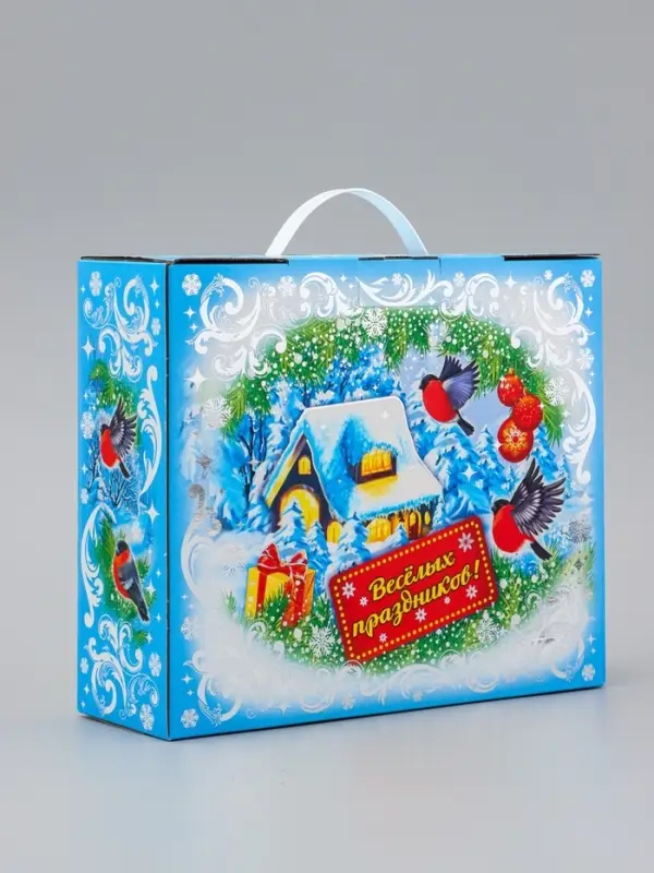 Коробка Новогодняя подарочная Коробка Новогодняя подарочная "Снегири" 29 х 24,5 х 9,5 см