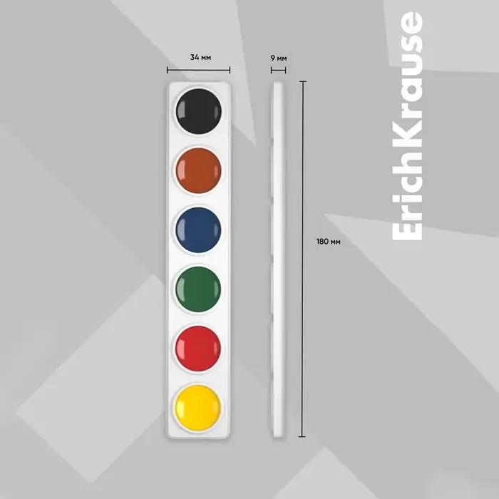 Акварель ErichKrause, 6 цветов, без кисти, картон, европодвес (облегчённая упаковка)