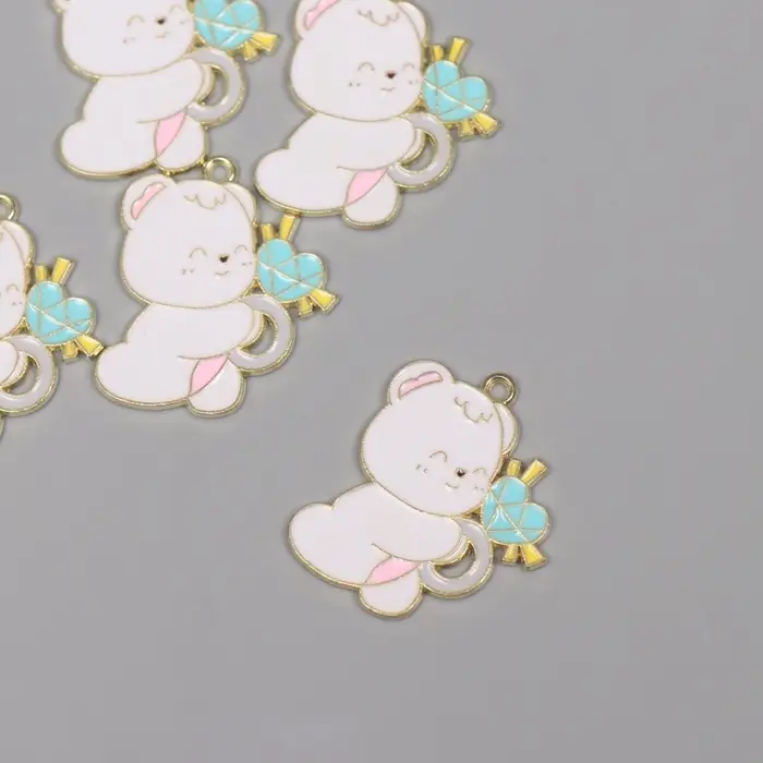 Декор для творчества металл, эмаль Декор для творчества металл, эмаль "Мишка с сердечком" 2,8х2,3 см