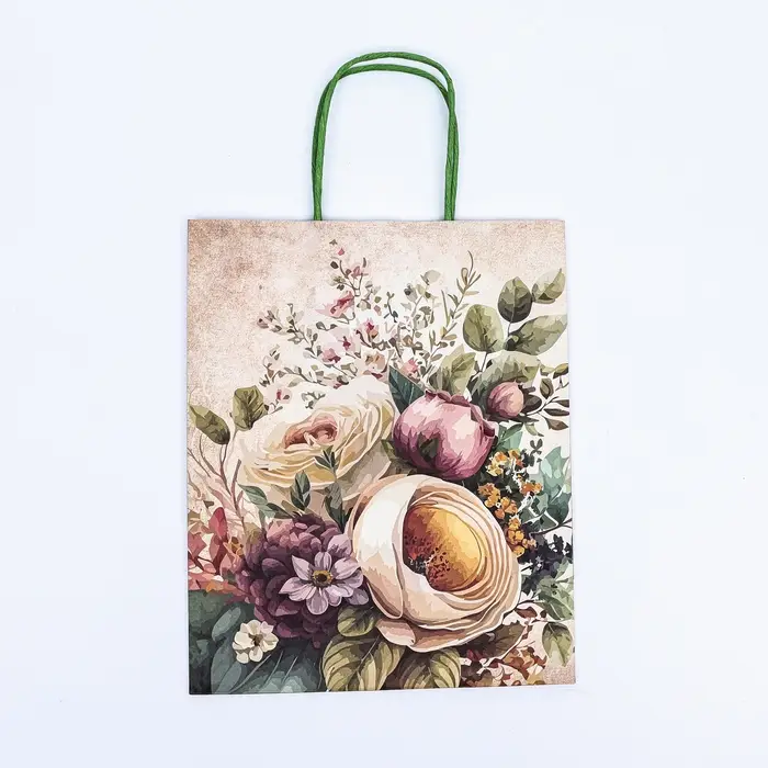 Пакет крафт «Цветы» 21×11×27 см Пакет крафт «Цветы» 21×11×27 см