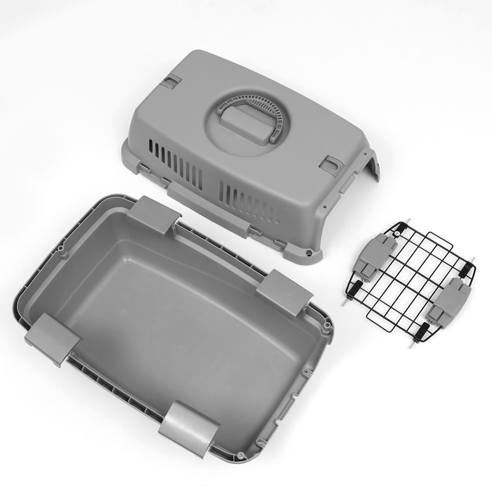 Переноска пластиковая  Переноска пластиковая "Неон" 48х32х29,5 см, вес животного до 12 кг, серая