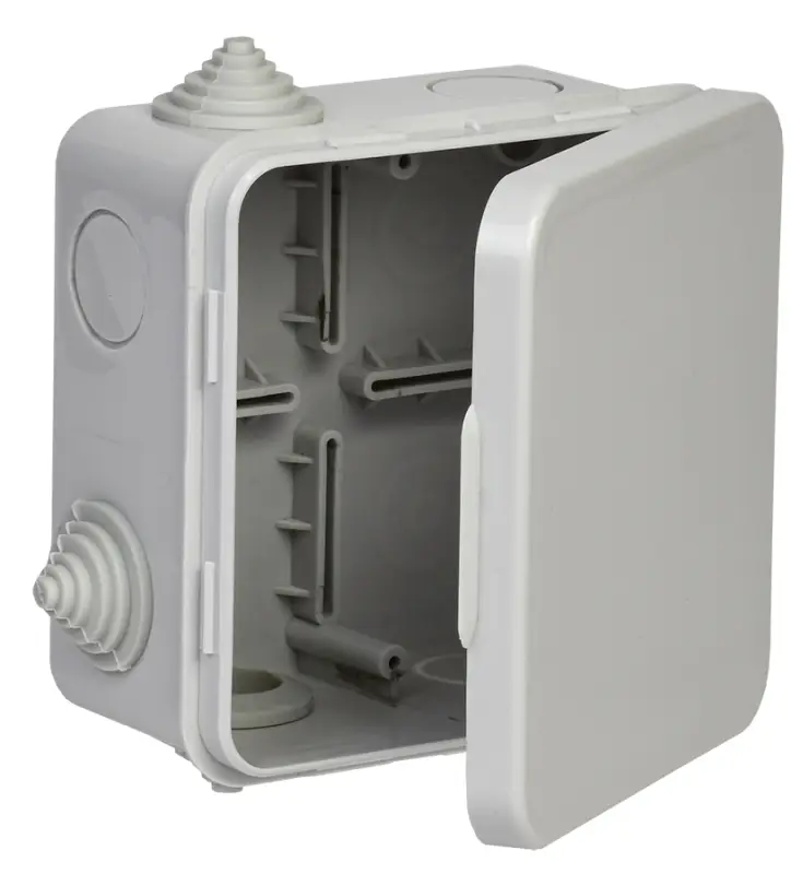Коробка расп. КМ41256 100х100х50мм о/к IP54 8 вв. (7035)