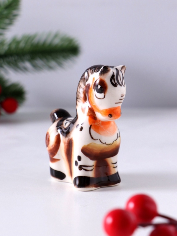 Сувенир Конь Буян, 7,5х6х3 см, гжель, цвет Сувенир Конь Буян, 7,5х6х3 см, гжель, цвет