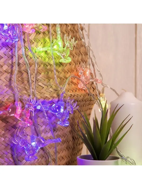 Гирлянда &laquo;Нить&raquo; 5 м с насадками &laquo;Олени&raquo;, IP20, прозрачная нить, 20 LED, свечение мульти (RG/RB), мигание, 220 В