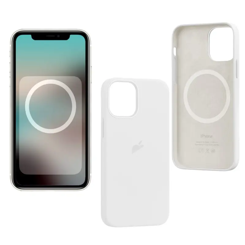 Чехол iPh 12 Pro Max Silicon Case  White (MagSafe + анимация NFC) c LOGO
