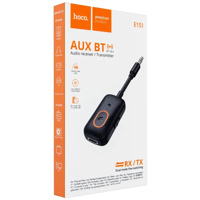 Блютуз ресивер + модулятор E151 HOCO черный