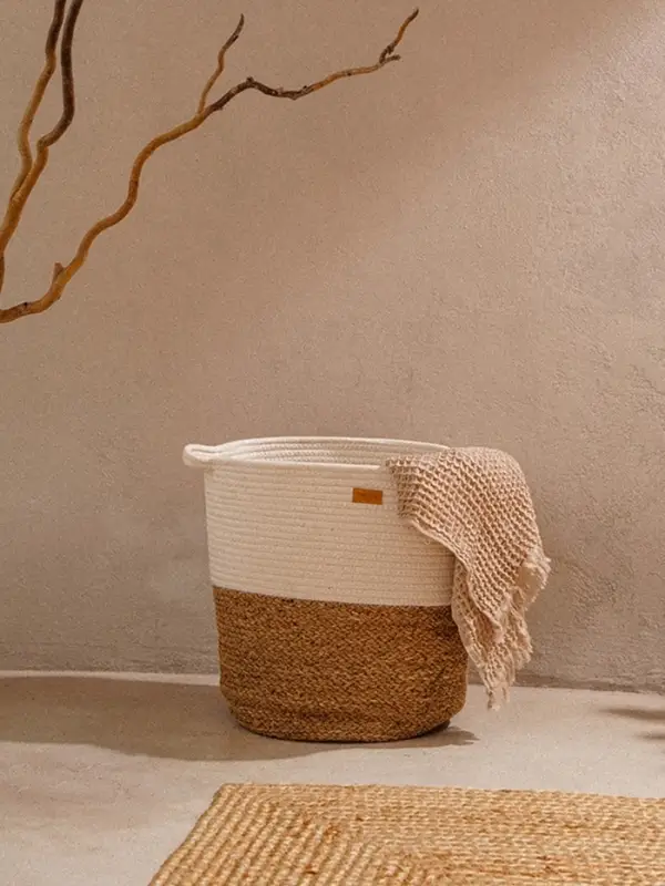 Корзина для белья плетеная круглая SL Home Orden, хлопок, гиацинт, 35&times;40 см