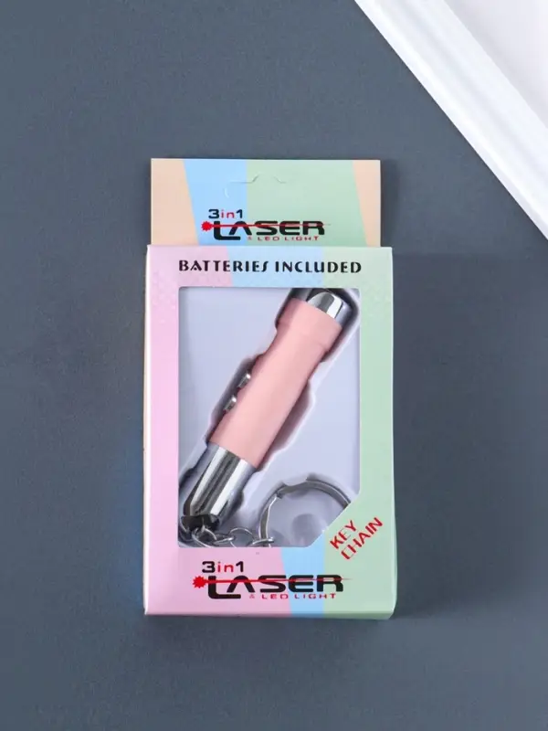 Фонарик-лазер брелок для ключей на кольце "Пастель" USB 4 режима МИКС 1,7х1,7х8 см