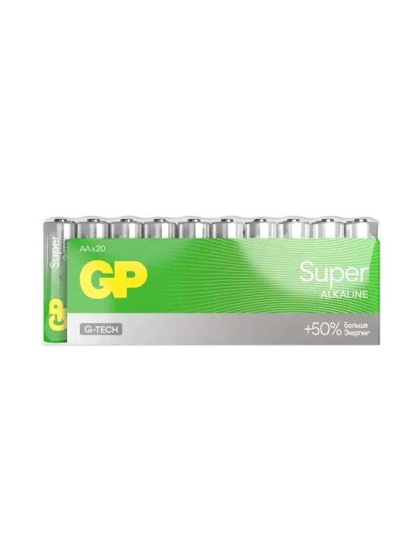 Батарейка алкалиновая GP Super Alkaline G-Tech, AA, LR6-20BOX, 1.5 В, набор, 20 шт.