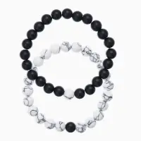 Набор браслетов 2 шт. шар №8 &laquo;Агат&raquo;, чёрно-белый