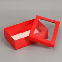 Коробка складная, крышка-дно &laquo;Красная&raquo;, с окном 30&times;20&times;9 см