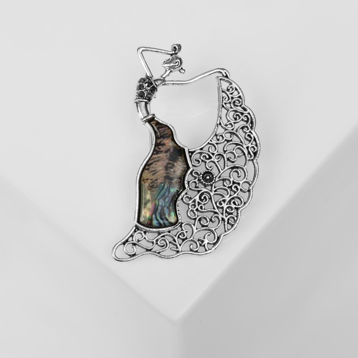 Брошь «Галиотис» танцовщица, цвет зелёный в чернёном серебре Брошь «Галиотис» танцовщица, цвет зелёный в чернёном серебре