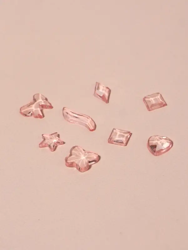 Фигурки для декора, объёмные, розовые, полупрозрачные