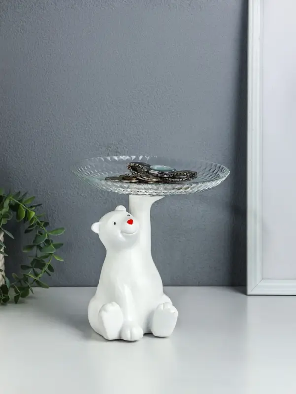 Копилка для денег с подставкой для мелочей &laquo;Мишка&raquo;, полистоун, 20&times;18 см