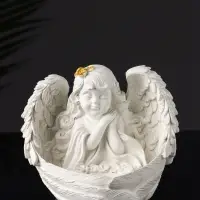 Набор фигурок на подставке &laquo;Ангелы&raquo;, 5 шт., гипс, 23.5&times;13&times;12 см, белый