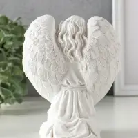 Сувенир полистоун "Девушка-ангел - обниму тебя крыльями" белый 12,5х9х15 см