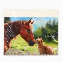 Календарь настенный квартальный 2026 &laquo;Лошадь с котенком&raquo;, 30&times;46 см