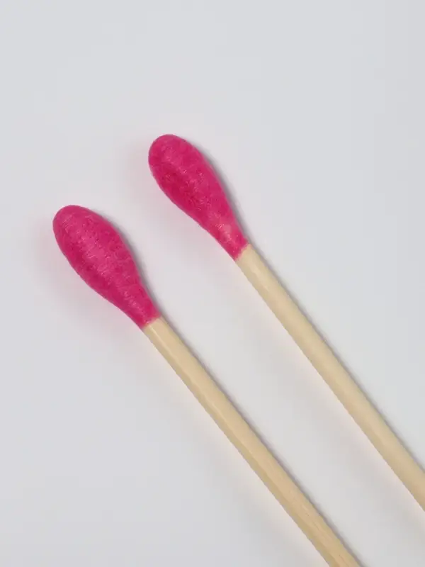 Ватные палочки на деревянной основе, 7 см, 64 шт., розовые