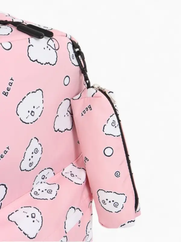 Рюкзак школьный &laquo;Мишки&raquo; для девочки, с пеналом, 3 кармана, 28&times;12&times;43 см, розовый