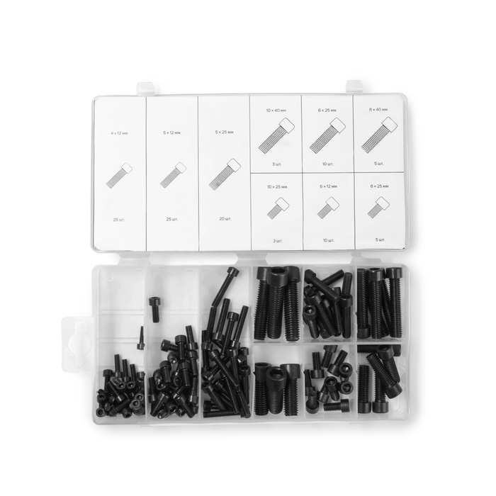 Набор болтов под шестигранник ТУНДРА krep, 106 предметов Набор болтов под шестигранник ТУНДРА krep, 106 предметов