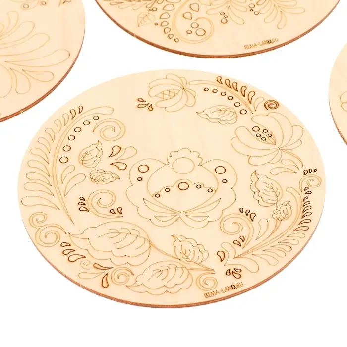 Роспись по дереву &laquo;Русские узоры&raquo;, гжель, 5 шт., заготовки для творчества