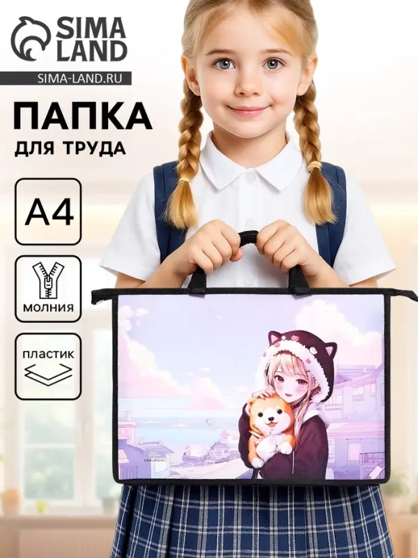Папка для труда, А4, пластиковая, 33.5&times;23.5&times;5.5 см &laquo;Аниме&raquo;