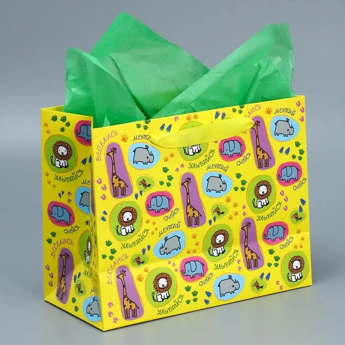 Пакет подарочный ламинированный с тишью, упаковка, «Улыбайся», MS 23 х 18 х 10 см