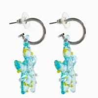 Серьги из стекла "Море", звезда, цвет голубой в серебре