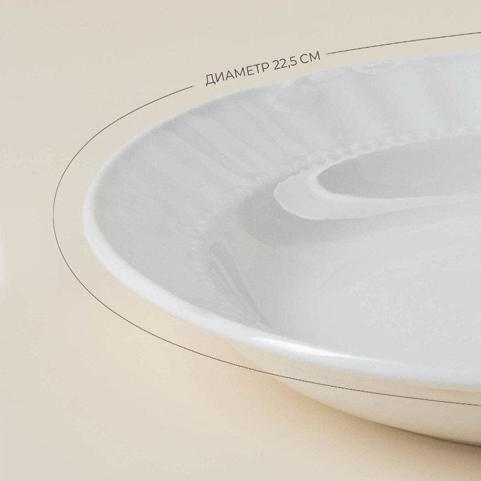 Набор фарфоровых тарелок SL Home «Винтаж фрэнч», d=22,5 см, цвет белый