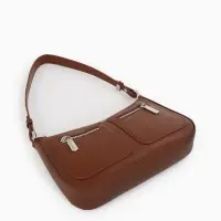 Сумка женская багет TEXTURA на молнии, 21&times;6&times;13 см, коричневая