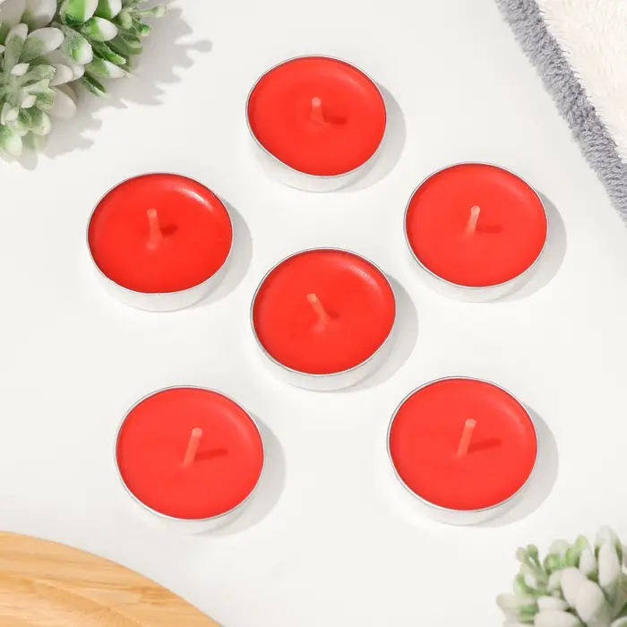 Набор свечей чайных ароматических, 6 шт, клубника Набор свечей чайных ароматических, 6 шт, клубника