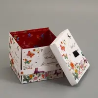 Коробка подарочная "Бабочки, Спасибо" 14,5 х 14,5 х 12,7 см