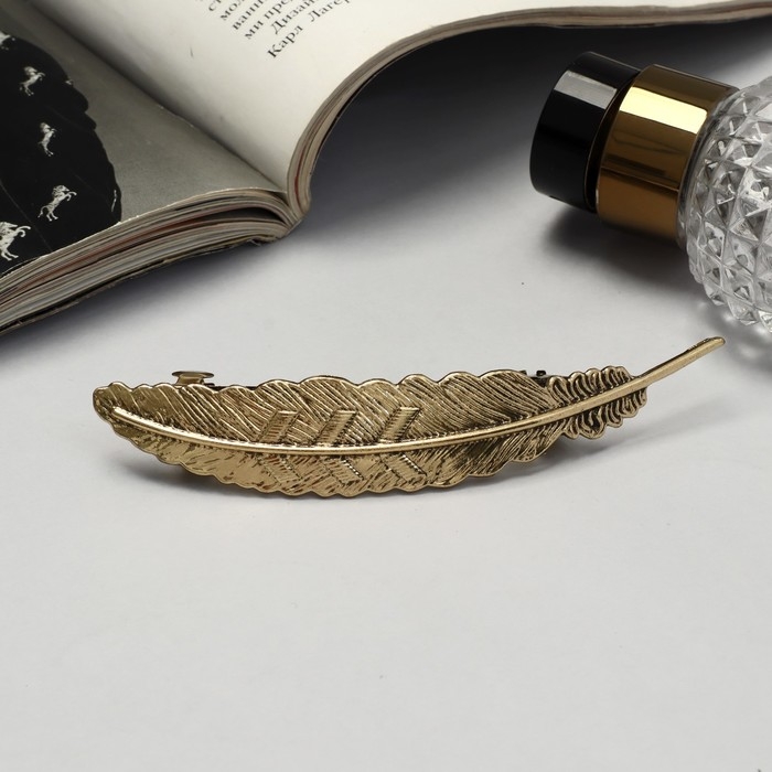 Заколка-автомат для волос Заколка-автомат для волос "Либерти" перо, 11 см, золото