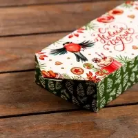 Подарочная коробка «Конфета Снегири» новогодняя упаковка, 10×20×4.3 см