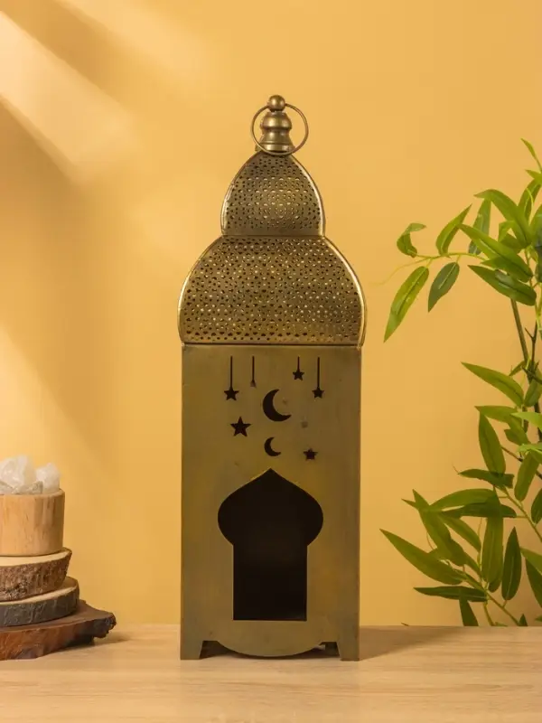 Подсвечник фонарь "Золотой полумесяц" железо 15х15х50,5 см