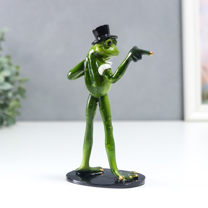 Сувенир полистоун лак Сувенир полистоун лак "Лягуха в шляпе - Ты" 15х6х9 см