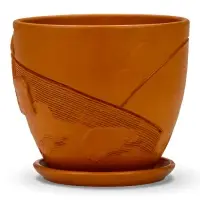 Горшок цветочный с поддоном 1,4 л, d15/h13 см терракот керамика, "Голландия" (М)