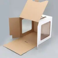 Коробка под торт 2 окна, с ручками, белая, 28&times;28&times;28 см