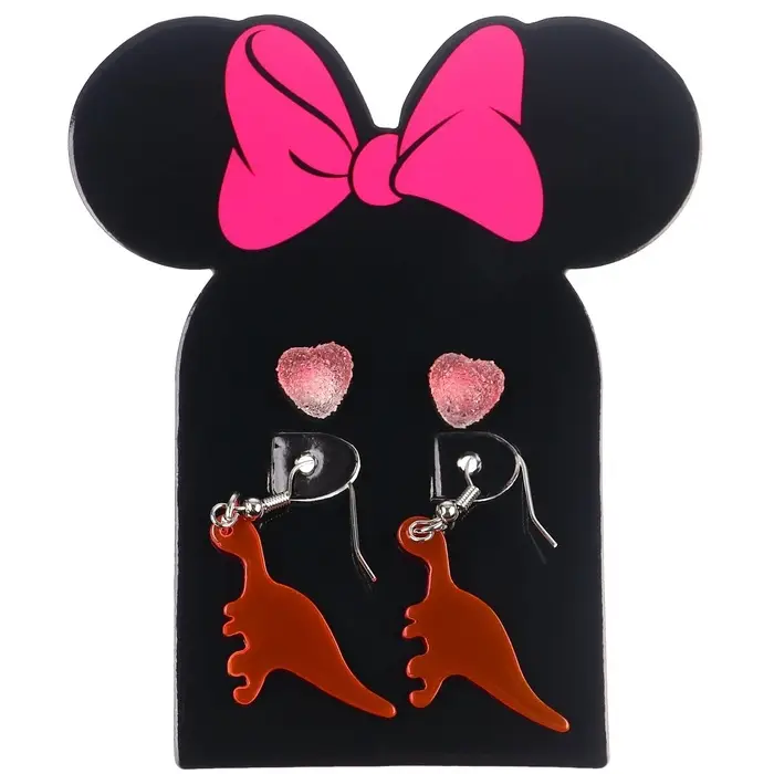 Серьги, набор украшений &laquo;Минни Маус и Дино&raquo;, розовые, золотой