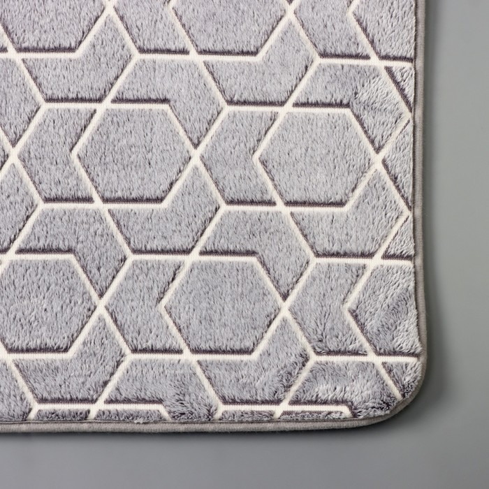 Коврик для ванной светящийся в темноте Доляна «Светящиеся фигуры», 50×80 см, цвет серый