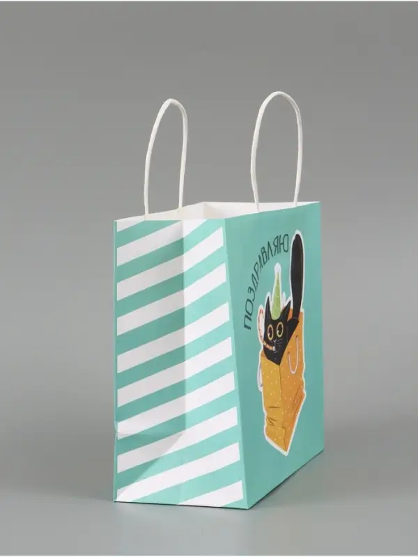 Пакет подарочный &laquo;Поздравляю&raquo;, 22 х 22 х 11 см