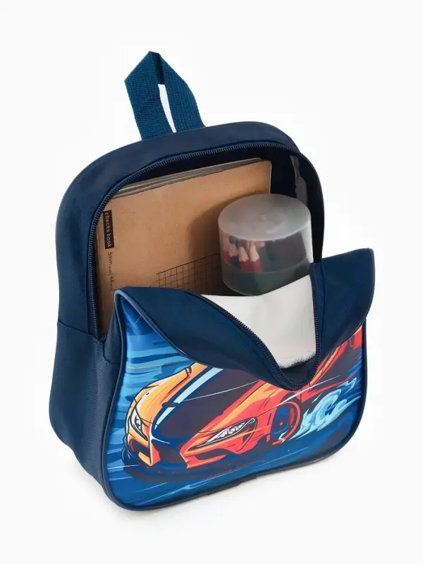 Рюкзак детский 20,5*9*24, отд на молнии,машина т-синий