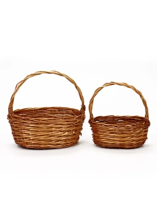 Корзина плетёная для хранения Natu, с ручкой, лоза, цвет медовый, набор 2 шт.