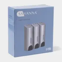 Диспенсер для мыла SAVANNA, механический, 3 отсека по 350 мл: шампунь, кондиционер, гель, серый