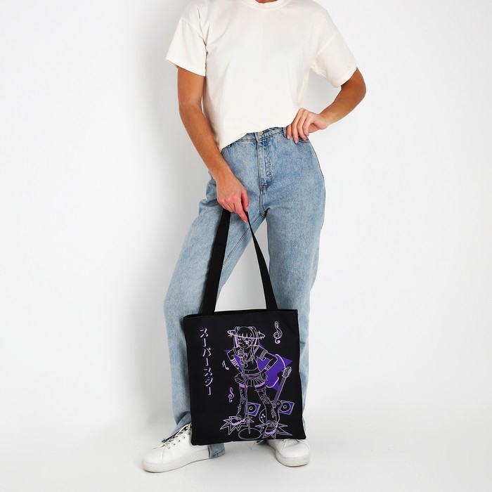 Шопер «Аниме» 35х0.5х40 см, отд без молнии, без подклада, чёрный Шопер «Аниме» 35х0.5х40 см, отд без молнии, без подклада, чёрный