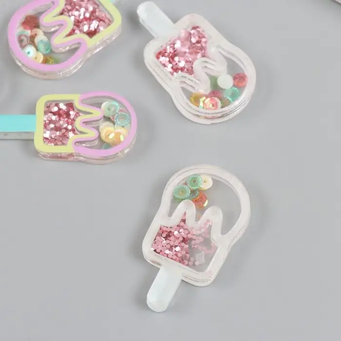 Шейкер для творчества акрил "Эскимо" с глиттером 0,5х2х4,1 см