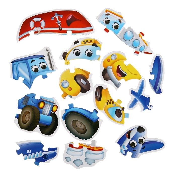 Макси-пазлы с глазками «Любимый транспорт», 4 пазла, 14 крупных деталей Макси-пазлы с глазками «Любимый транспорт», 4 пазла, 14 крупных деталей